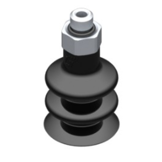 16mm-es NBR 50 kétharmonikás tapadókorong, M5 külső menettel.