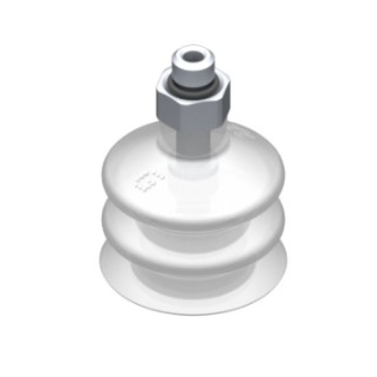 22mm-es FDA szilikon kétharmonikás tapadókorong, M5 külső menettel.