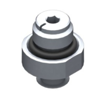 G1/8" szelepes csatlakozó (14mm hatlap), önzáró és kalibrált furattal.