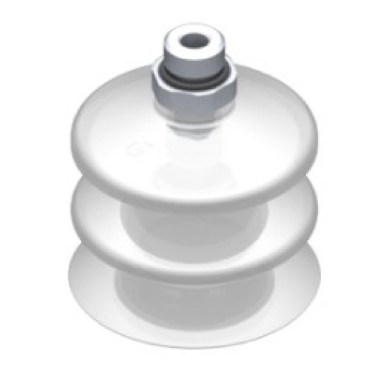 53mm-es FDA szilikon kétharmonikás tapadókorong, G1/4" külső menettel.