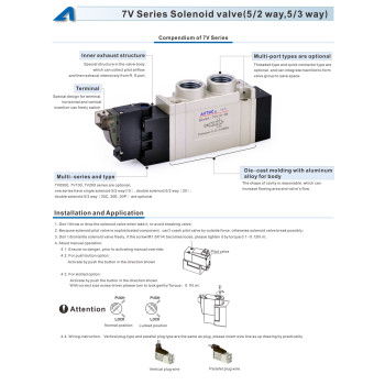 7V mágnesszelep -5/2 utú, monostabil, DC 24 V, menetes csat.: M5, vez.: 2m.