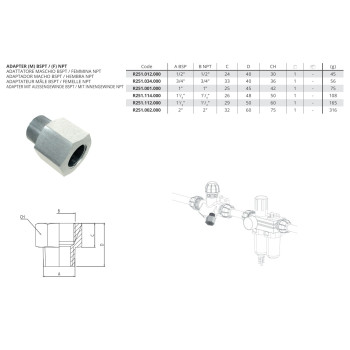 Adapter apa 1" - 1"  (M) BSPT / (F) NPT