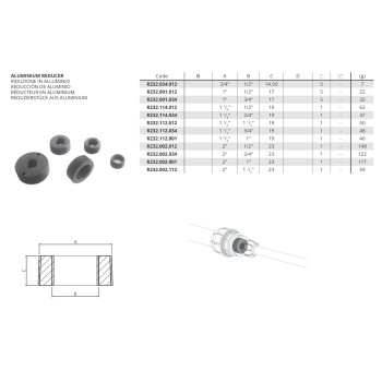 Átmérő csökkentő - 1 1/2"-1 1/2"- Alu