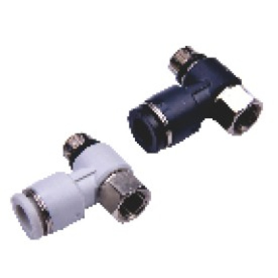 Belső mentes könyök csatlakozó - 3/8", d=12mm, műanyag, szürke