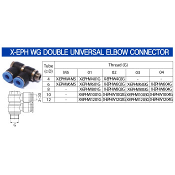 Dupla menet-cső könyökcsatlakozó - 1/8", d=6mm, műanyag