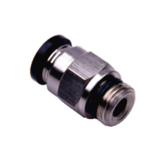 Egyenes menet-cső csatlakozó 1/4", d=6mm, fém, szürke