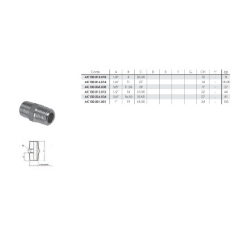 Közcsavar (1/8" külső - 1/8" külső menet)