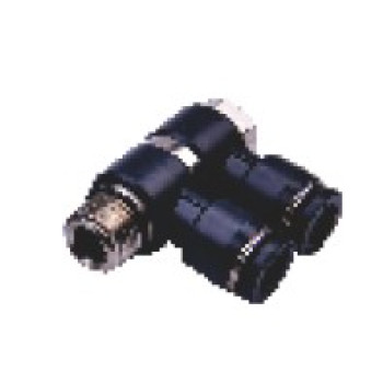 Elosztó csatlakozó, külső menettel 3/8", d=10mm, műanyag, fekete