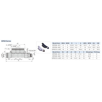 Elosztó csatlakozó, külső menettel 1/8" d=6 mm, d=4 mm, szürke