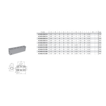 Elosztótömb Bemenet: 1/2" Kiement: 2x3/8" kétoldali