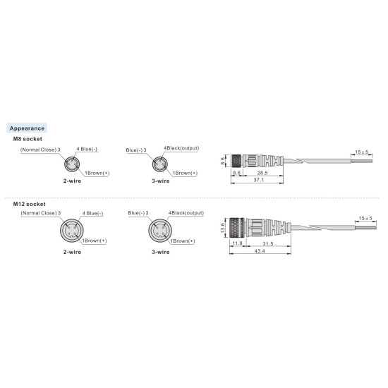 F-ECM08C100 - Véghelyzetérzékelő csatlakozó - M8 (3 eres) 10M