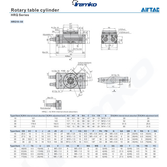 Pneumatikus forgóasztalos henger- M5 - Méret:  HRQ10