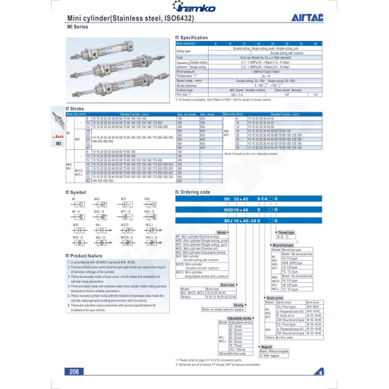 ISO6432 - Körhenger - 10X50 merőleges felfogatás (U), mágneses- M5