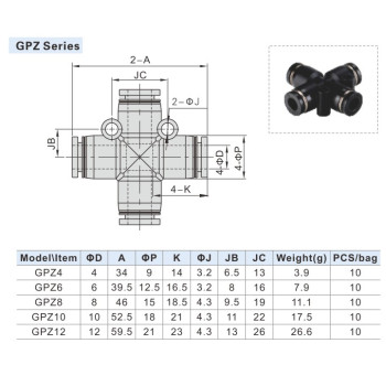 Kereszt csatlakozó - d=10 mm, műanyag, szürke