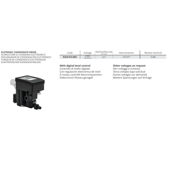 Kondenzvíz leeresztő 230V - 1/2" Belső menet