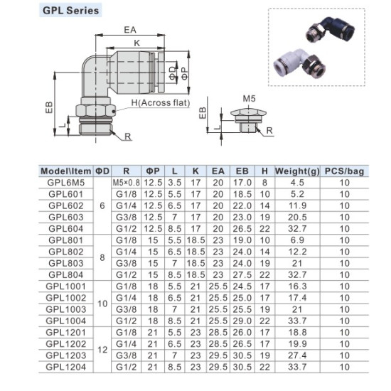 Könyök csatlakozó - 1/2", d=10mm, műanyag,  szürke