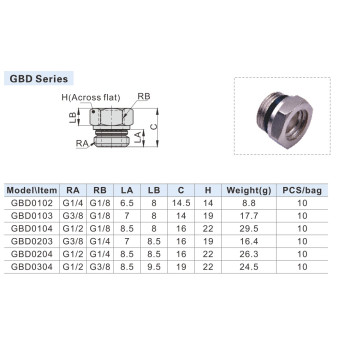 Közcsavar (1/4" belső - 3/8" külső menet) - Szűkítő