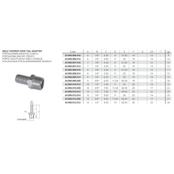 Külső menetes tömlőcsonk - d10 - 1/2"