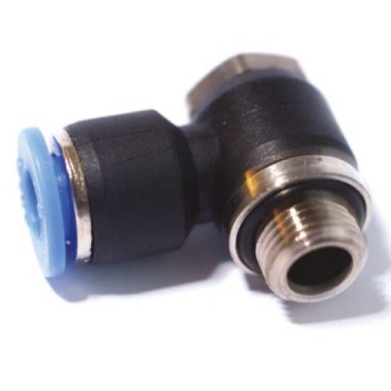 Külső mentes könyök csatlakozó 1/4", d=10mm, műanyag, anya