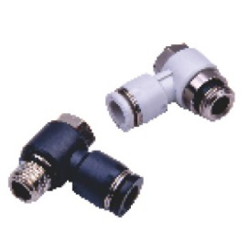 Külső mentes könyök csatlakozó 1/8", d=6mm, műanyag,  szürke