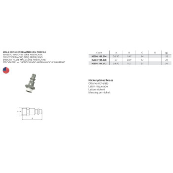 Kuplung Csatlakozó - Univerzális gyorscsatl., amerikai, külső m. 1/4"