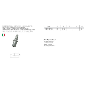 Kuplung Csatlakozó - Univerzális gyorscsatl., olasz, tömlőhöz D=6x14mm