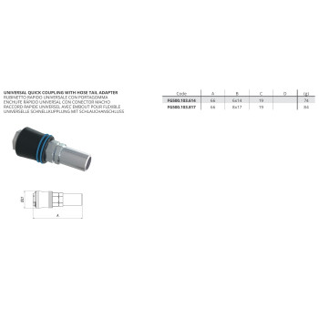 Kuplung Csatlakozó - Univerzális gyorscsatl., tömlőhöz D=6x14mm