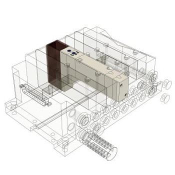 Mágnesszelep D-Sub 6D - 100 sorozat, 5/3 utú, középáll leszellőz,dupla, DC 12V,