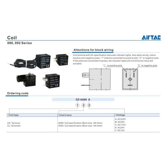 Mágnestekercs - 8 mm furat, DC24V, 3V100/4V100/4M100