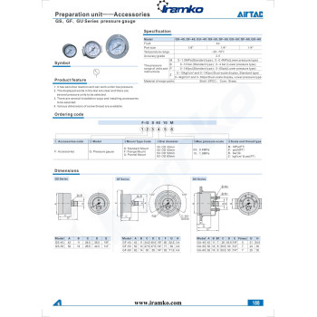 Manométer - Átm. 40, max 0,4 MPa nyomás, 1/8", PT