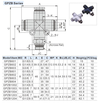 Menetes kereszt csatlakozó - 1/4",  d=10 mm, műanyag, fekete