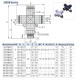 Menetes kereszt csatlakozó - 1/2", d=12 mm, műanyag, szürke