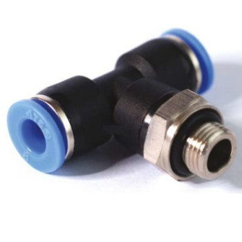 Menetes T-csatlakozó - 3/8", d=6mm, műanyag