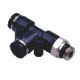 Menetes T-csatlakozó - 1/4", d=10mm, műanyag, fekete