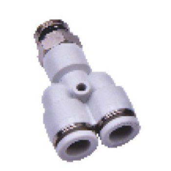 Menetes Y- csatlakozó - 1/4", d=4mm, műanyag, szürke