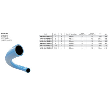 Nas Cső - külső: 15 mm, belső: 8 mm, 50m, szín: kék