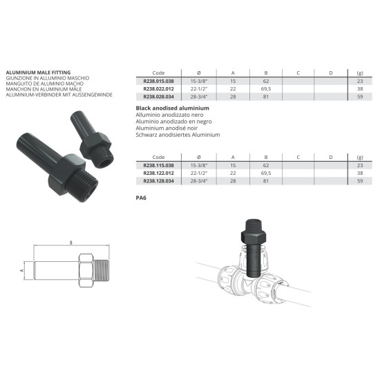 Sico AIR - SK - 22-1/2” - Fekete PA6