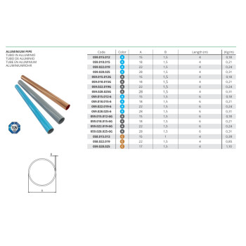 SicoAIR - Levegőrendszer D=15 x 1,5 mm - 4000mm - Kék