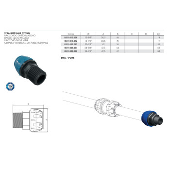 SicoAIR - Levegőrendszer d1= 15 mm d2= 3/8"