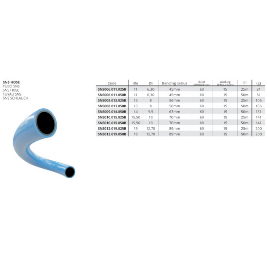 Sns cső - külső: 13 mm, belső: 8 mm, 25m, szín: kék