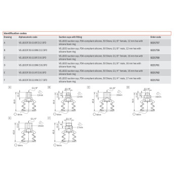 Szívókorong - 1/8" belső menet - 33 átmérő - FDA - 16 mm