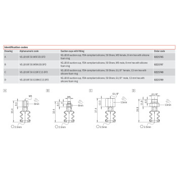 Szívókorong - 1/8" külső menet - 16 átmérő - FDA