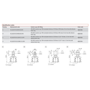 Szívókorong - 1/8" külső menet - 22 átmérő - FDA
