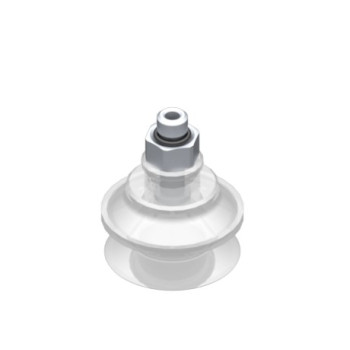 O22mm-es, FDA szilikon harmonikás tapadókorong, G1/8" belső menetes csatlakozóva