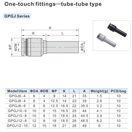 Szűkítő csatlakozó - d1=6mm d2=4mm, műanyag, szürke