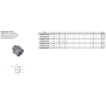 Szűkítő közcsavar (1/2" belső - 1/4" belső menet)