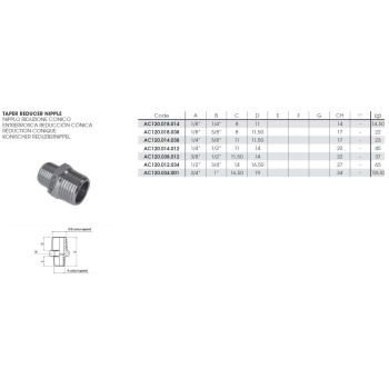 Szűkítő közcsavar (1/4" külső - 1/2" külső menet)