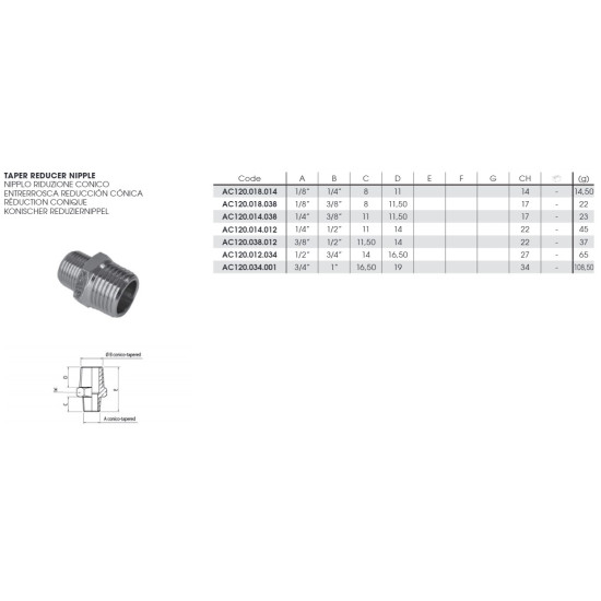 Szűkítő közcsavar (1/8" külső - 1/4" külső menet)