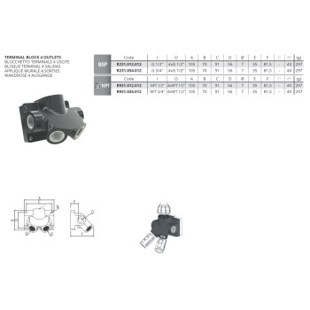 Terminal block 1/2 - 4 - 1/2