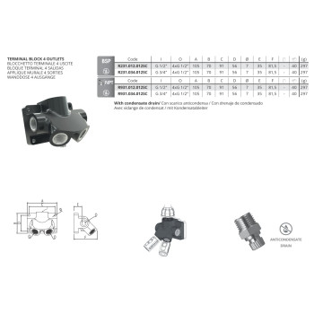 Terminal block 1/2 - 4 - 1/2 - Kondenzvíz elvezetéssel